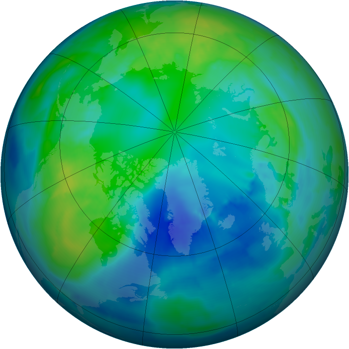 Arctic ozone map for 27 October 2012